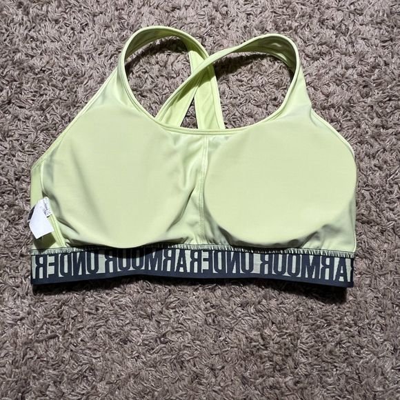 Under Armour Womens Size XL Mid Support Crossback Sports Bra Padding Neon Green - Picture 4 of 7